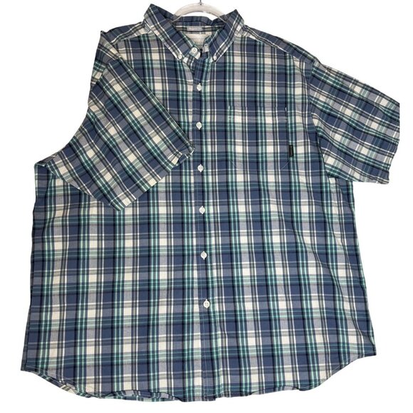 Columbia Men’s 2XL XXL Regular Fit Blue Green Plaid Casual Western short sleeve - Picture 5 of 10